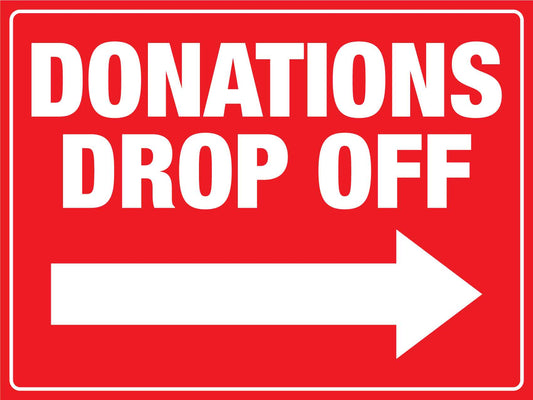 Donations Drop Off Left Arrow Sign - New Signs
