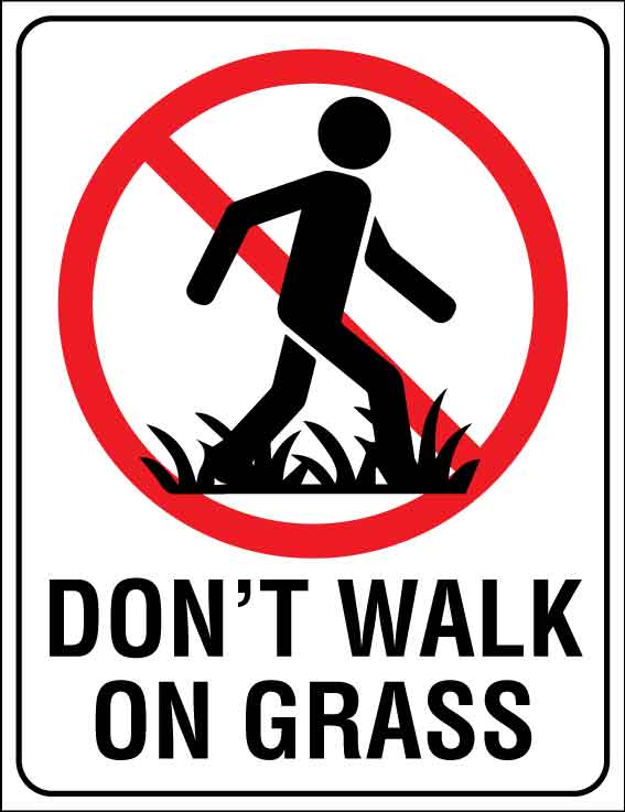 Don't Walk On Grass Wheelie Bin Sticker - New Signs