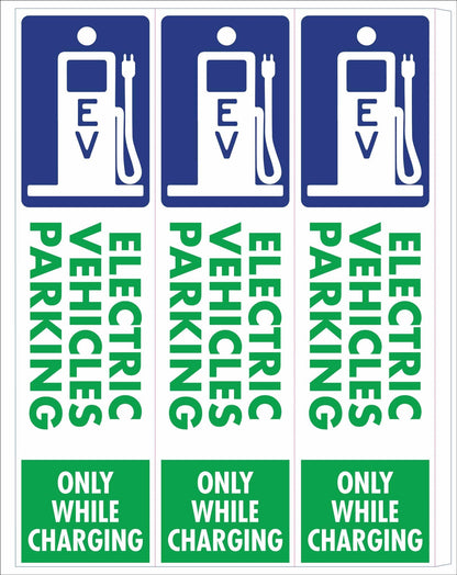 Electric Vehicle Parking Only While Charging - Corflute Bollard Cover - New Signs