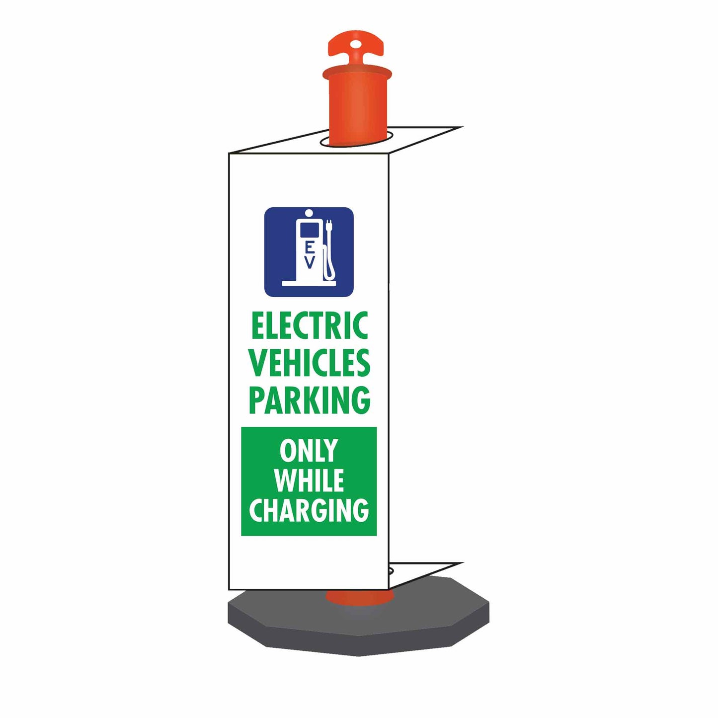Electric Vehicle Parking Only While Charging - Corflute Bollard Traffic Signs - New Signs