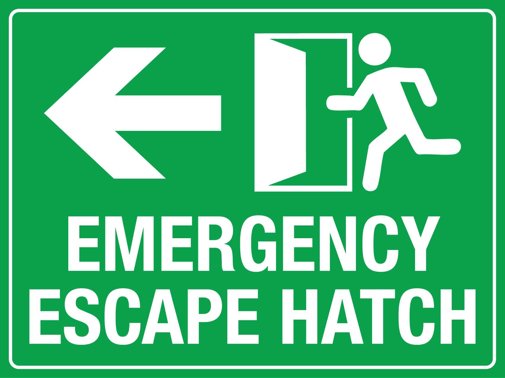 Emergency Escape Hatch Left Arrow Sign - New Signs