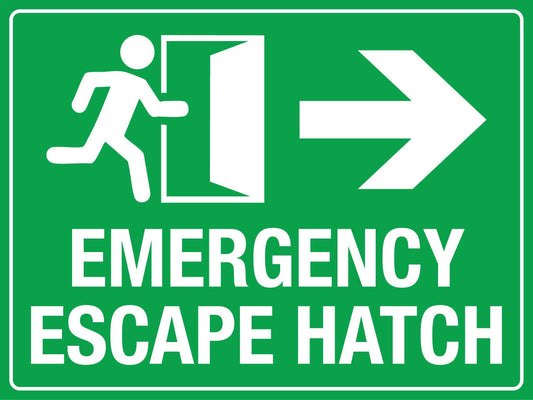 Emergency Escape Hatch Right Arrow Sign - New Signs