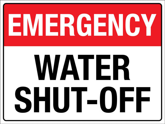 Emergency Water Shut - Off Sign - New Signs