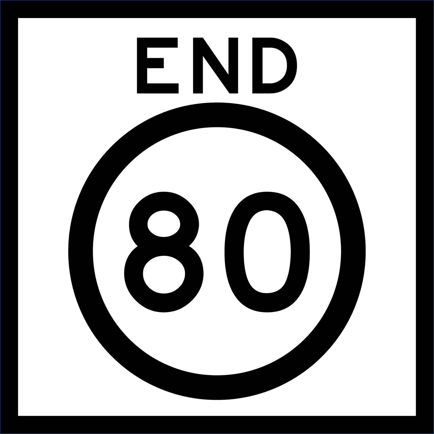 End 80km Multi Message Traffic Sign - New Signs