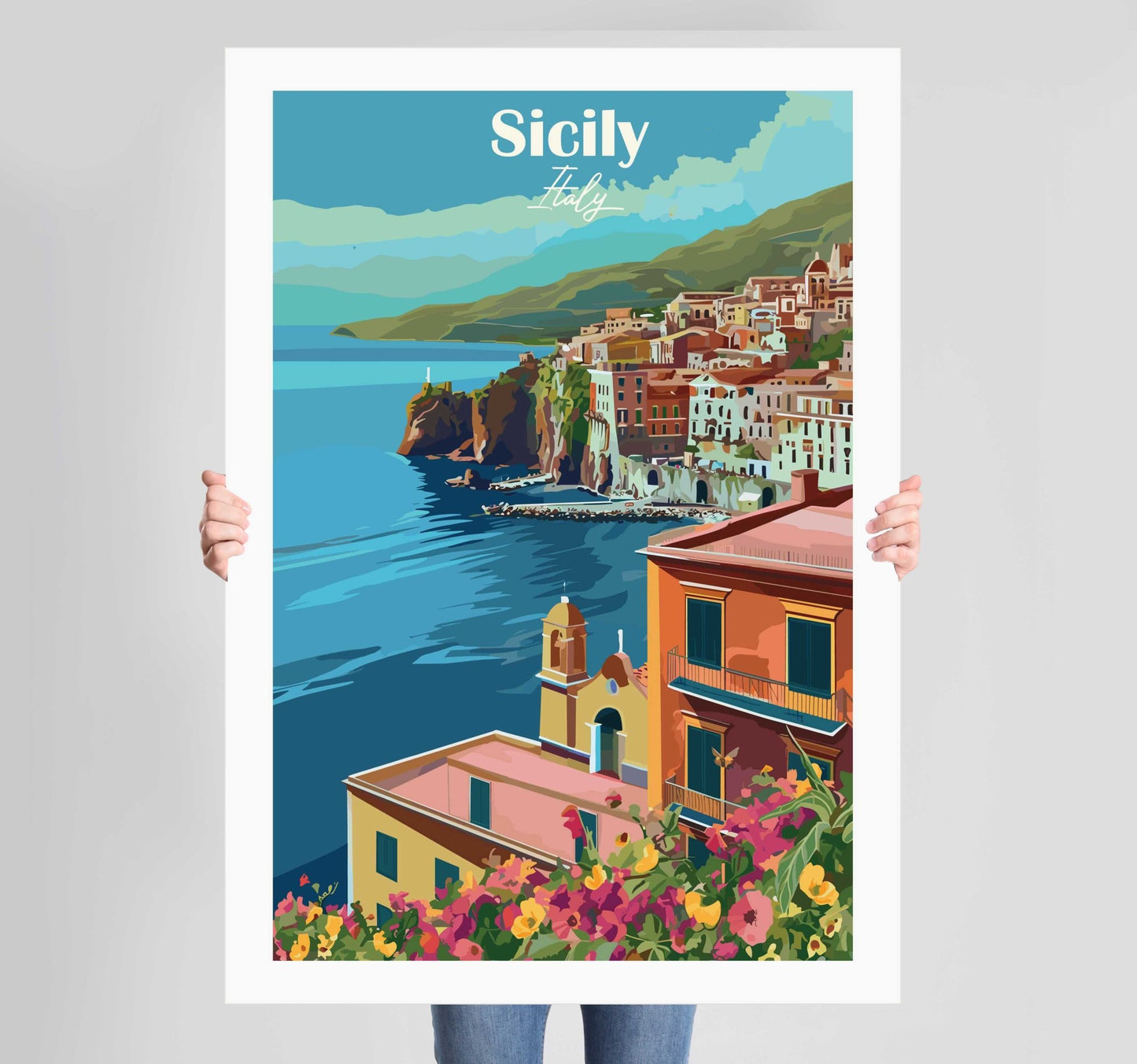 European Places Sicily Poster Wall Art Prints - New Signs