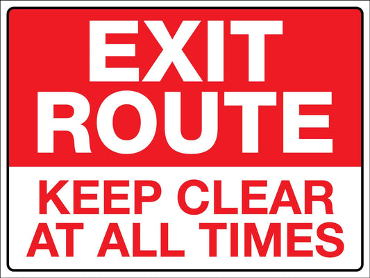 Exit Route Keep Clear At All Times Sign - New Signs