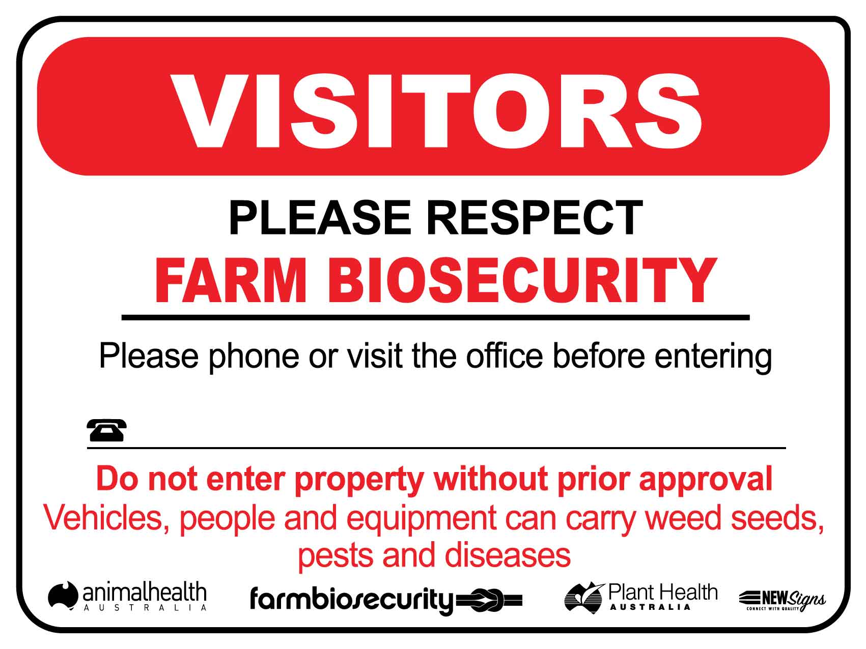 Biosecurity Signs | Farm Biosecurity Signs – New Signs