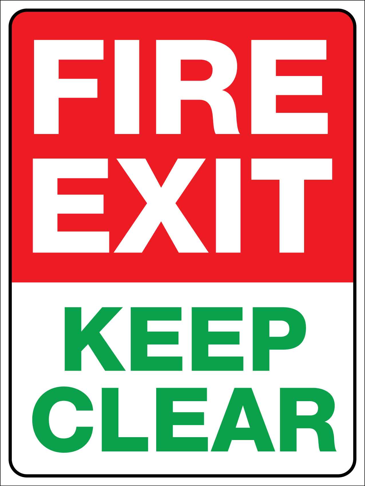 Fire Exit Keep Clear Sign - New Signs