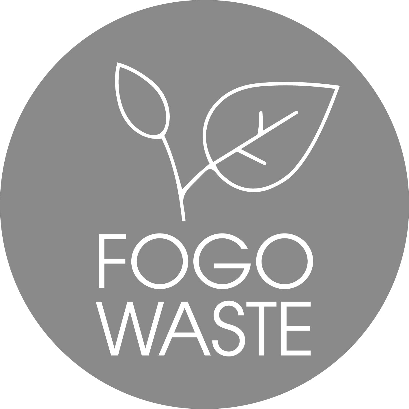 FOGO Grey Background Circle Bin Sticker - New Signs