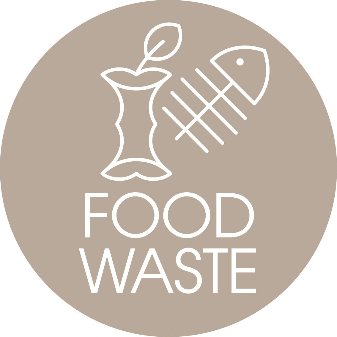 Food Waste Fawn Background Circle Bin Sticker - New Signs