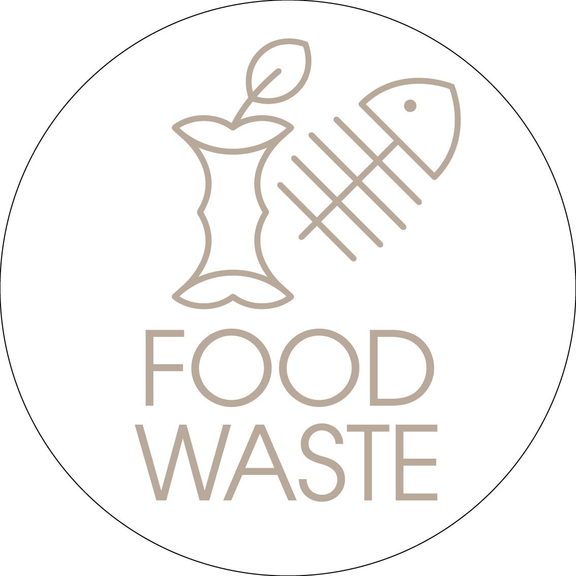 Food Waste Fawn Circle Bin Sticker - New Signs