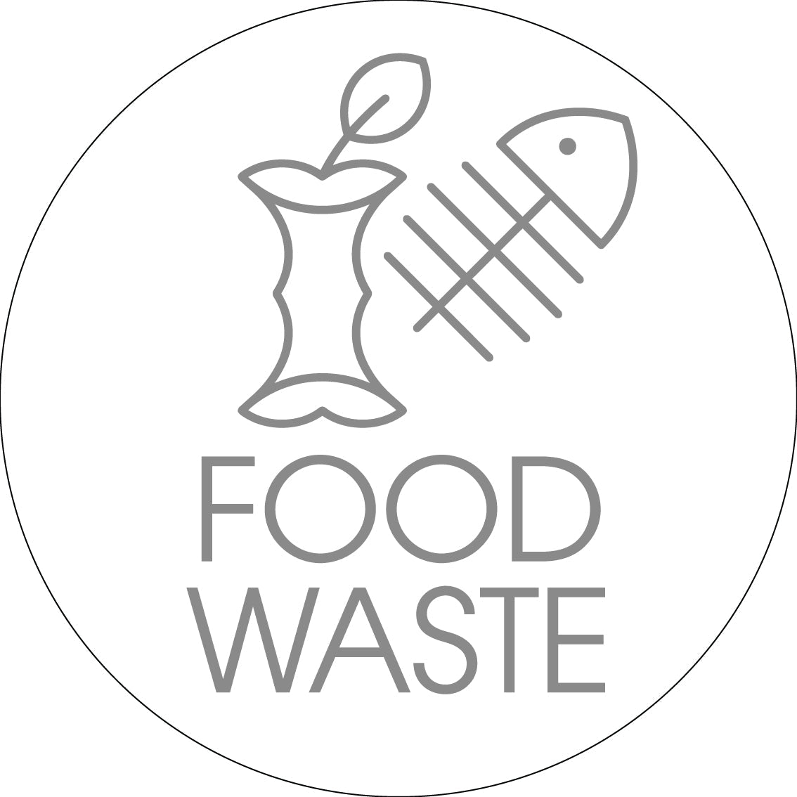 Food Waste Grey Circle Bin Sticker - New Signs