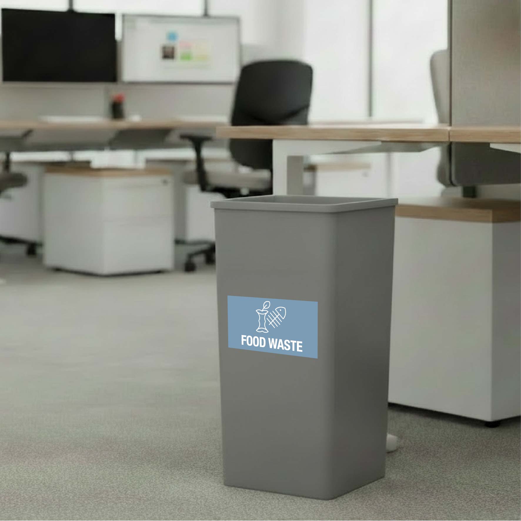 Food Waste Ocean Background Bin Sticker - New Signs