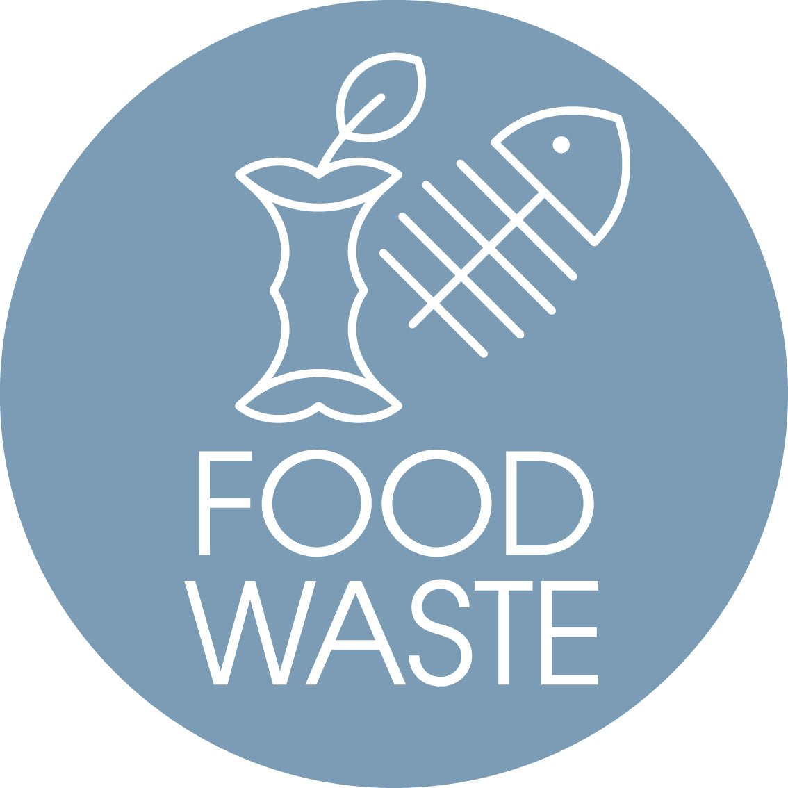 Food Waste Ocean Background Circle Bin Sticker - New Signs