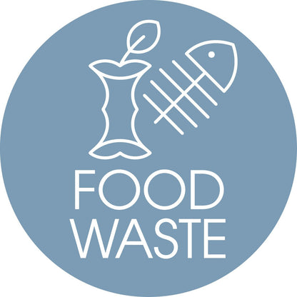 Food Waste Ocean Background Circle Bin Sticker - New Signs