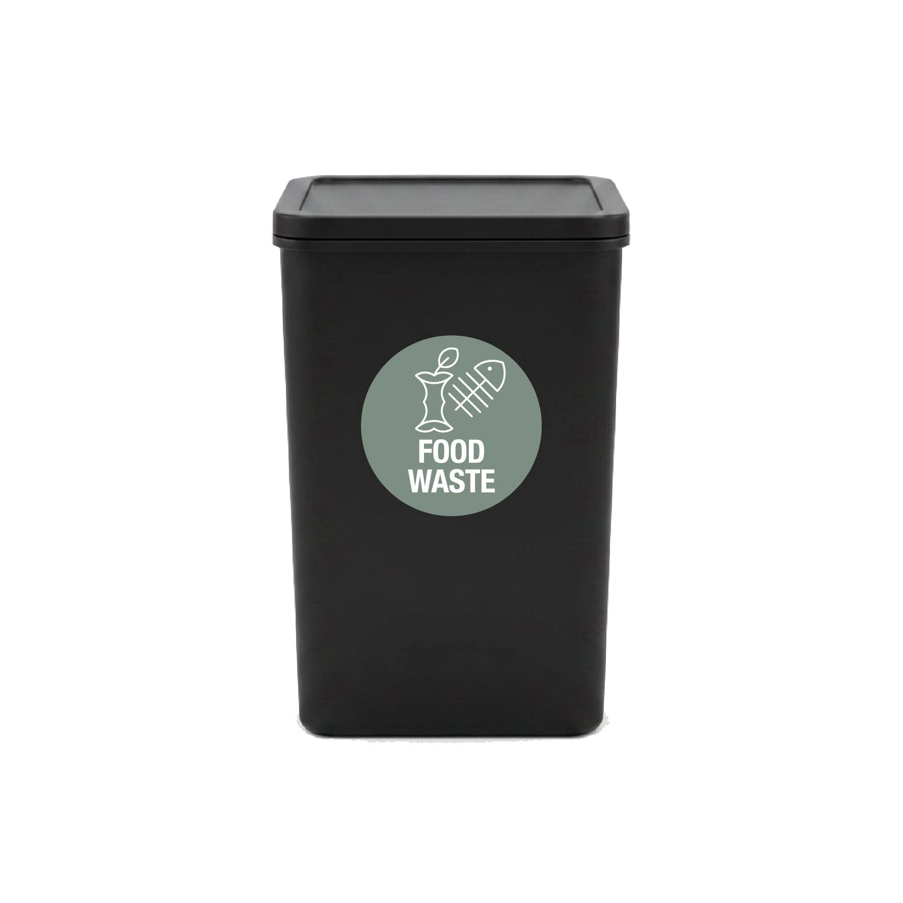Food Waste Sage Background Circle Bin Sticker - New Signs