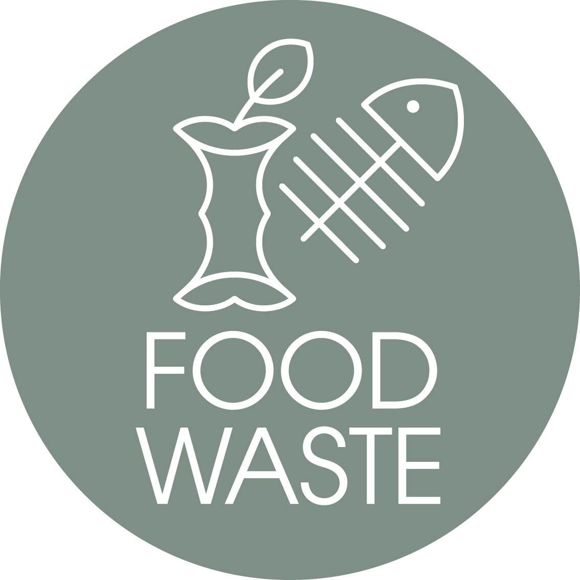 Food Waste Sage Background Circle Bin Sticker - New Signs