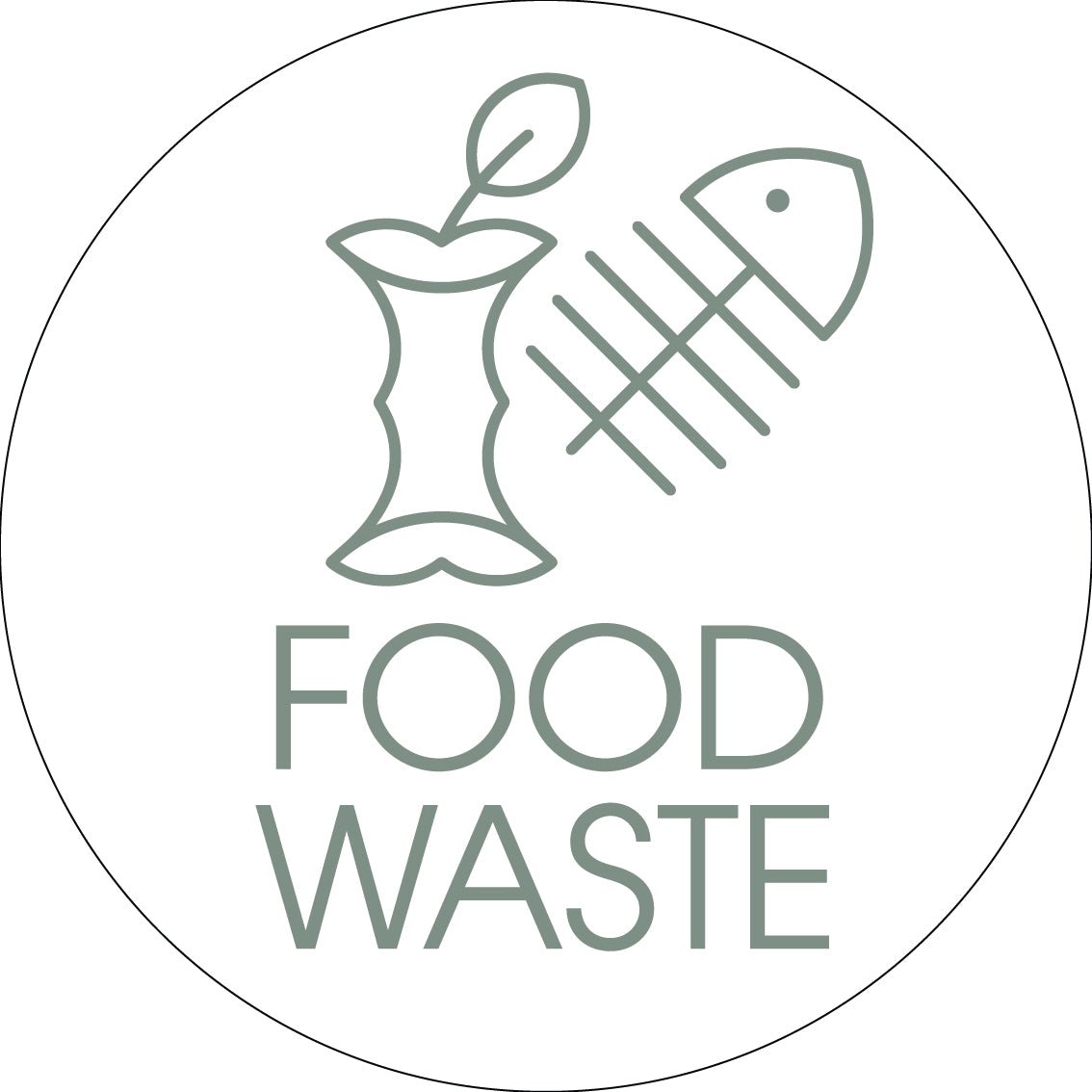 Food Waste Sage Circle Bin Sticker - New Signs