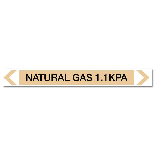 Gases - Natural Gas 1.1kPa - Pipe Marker Sticker - New Signs