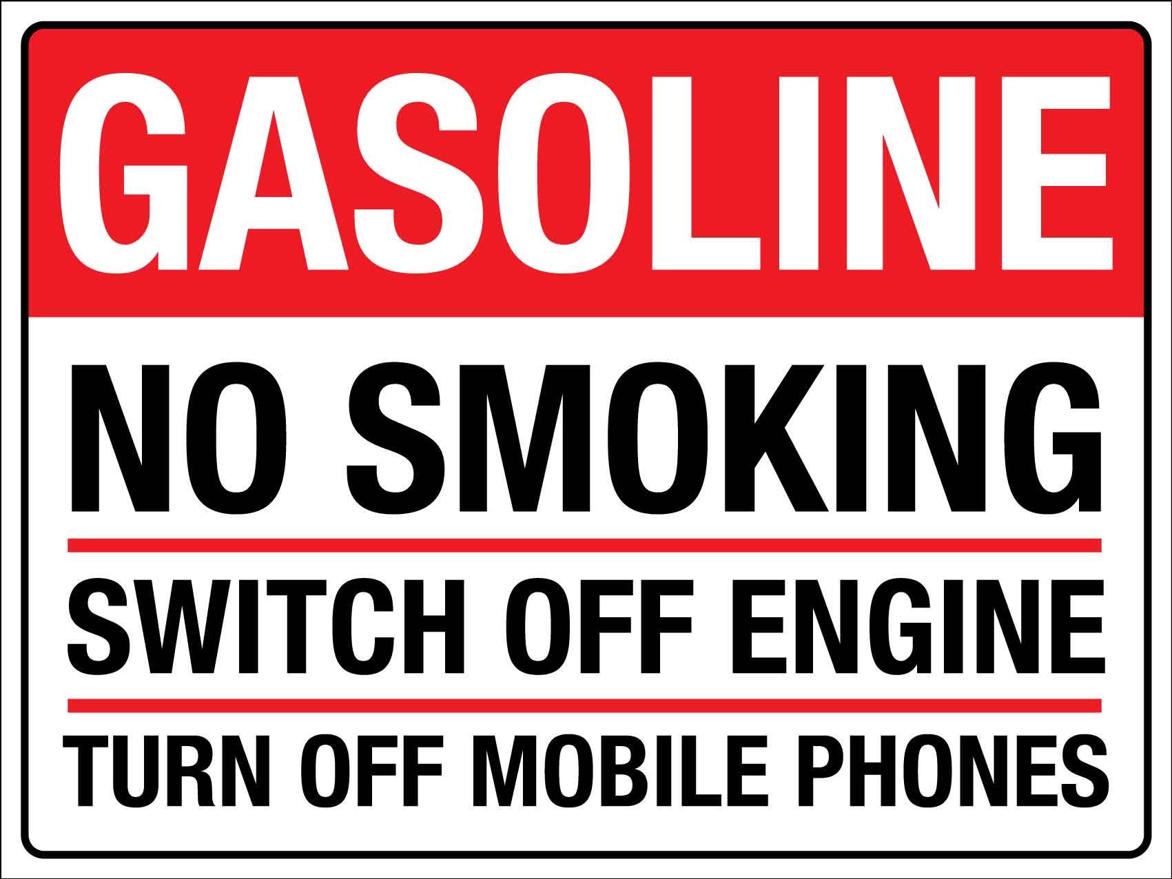 Gasoline No Smoking Sign - New Signs