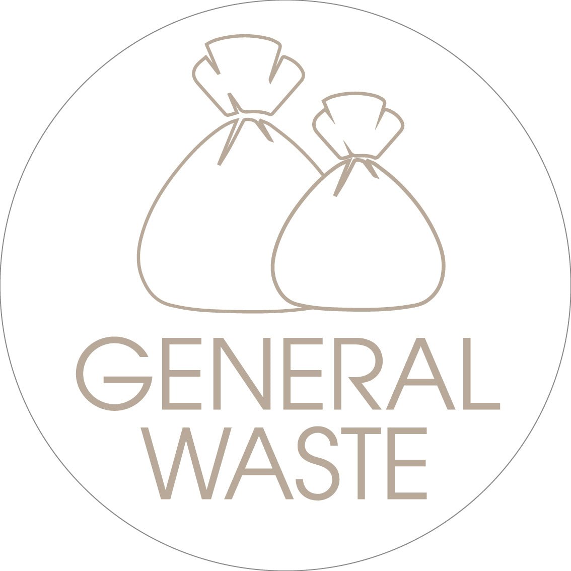 General Waste Fawn Circle Bin Sticker - New Signs