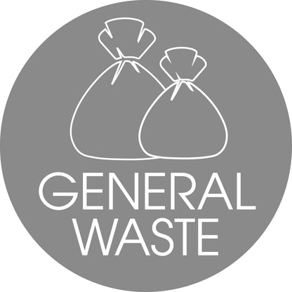 General Waste Grey Background Circle Bin Sticker - New Signs