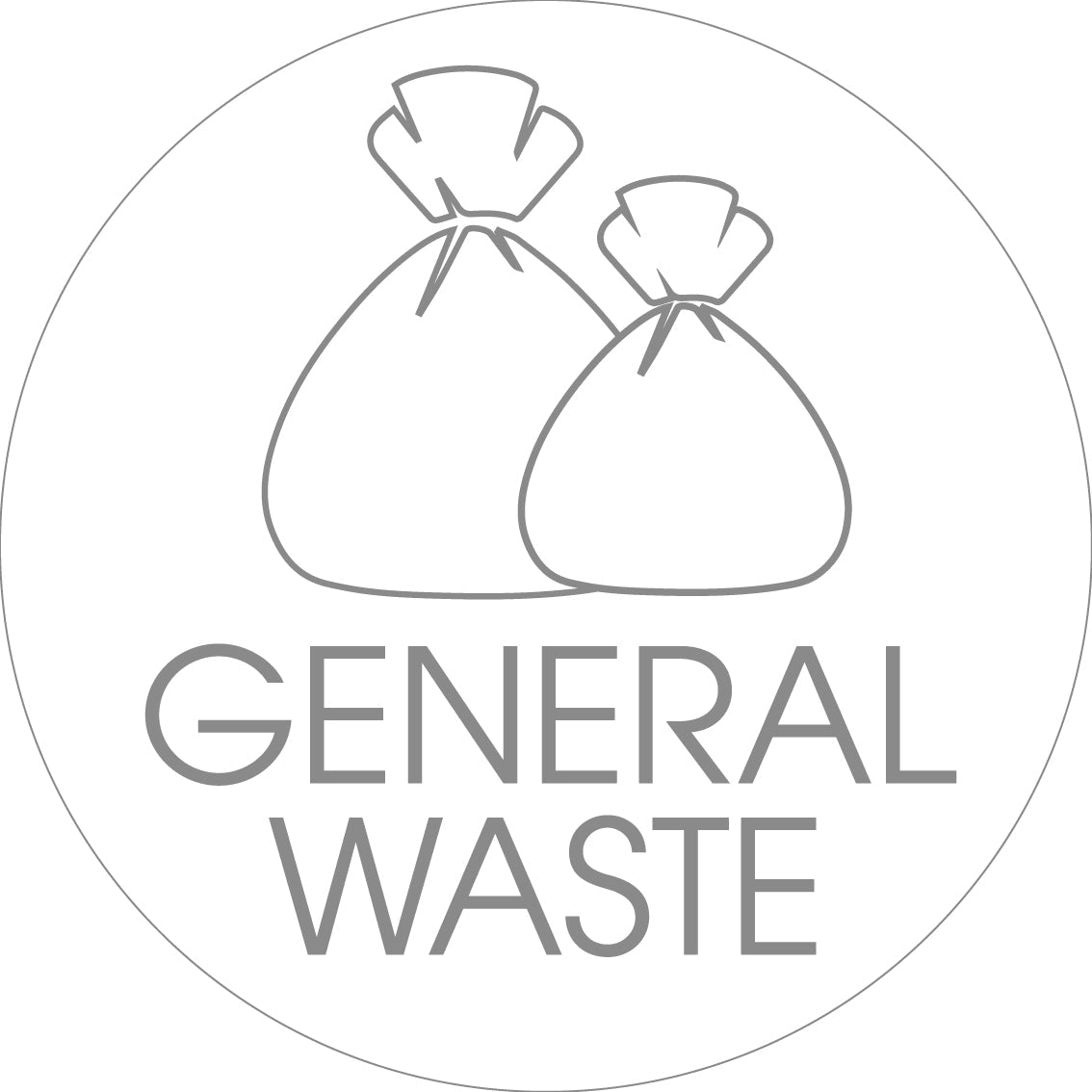 General Waste Grey Circle Bin Sticker - New Signs