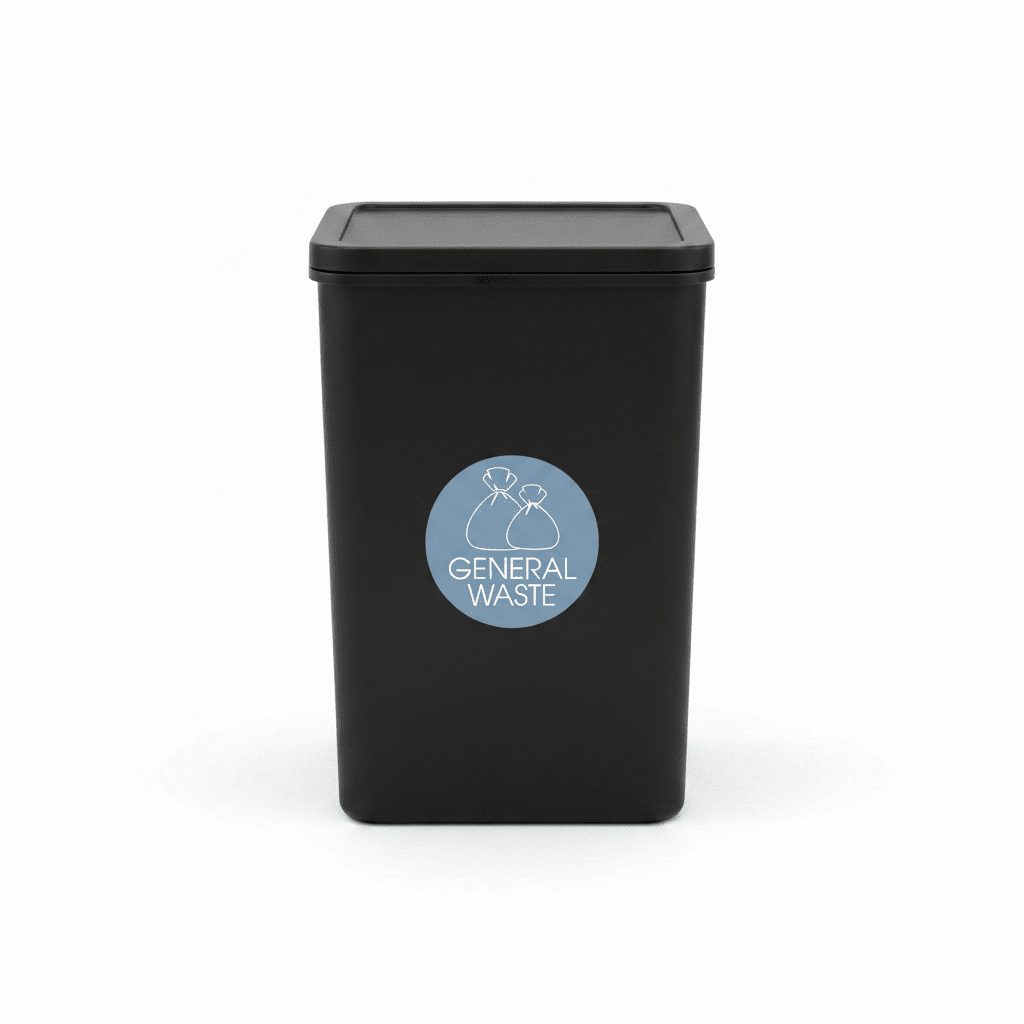 General Waste Ocean Background Circle Bin Sticker - New Signs