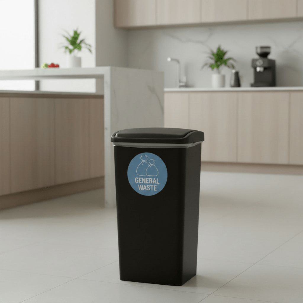 General Waste Ocean Background Circle Bin Sticker - New Signs