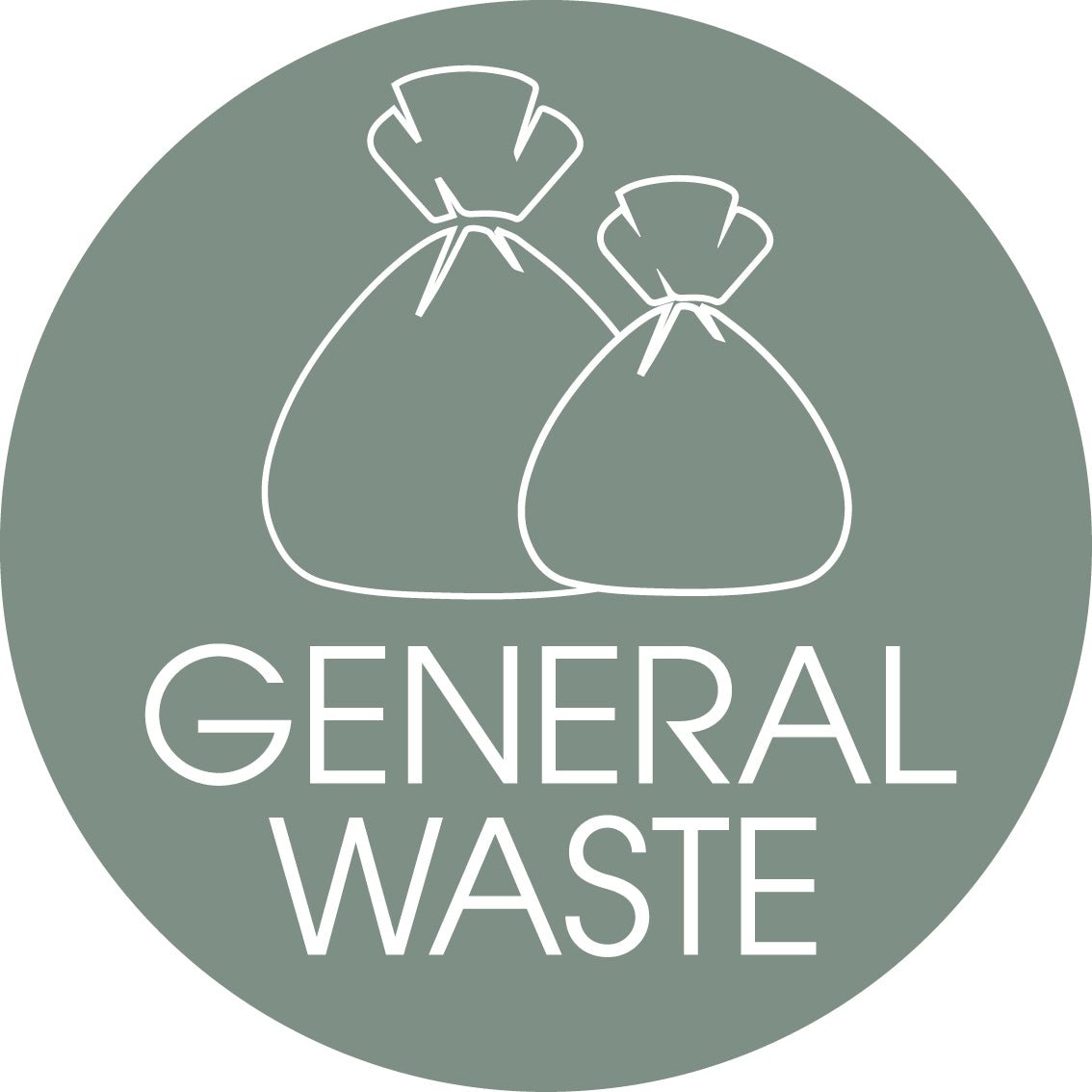 General Waste Sage Background Circle Bin Sticker - New Signs