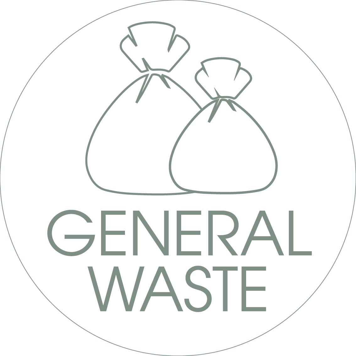 General Waste Sage Circle Bin Sticker - New Signs