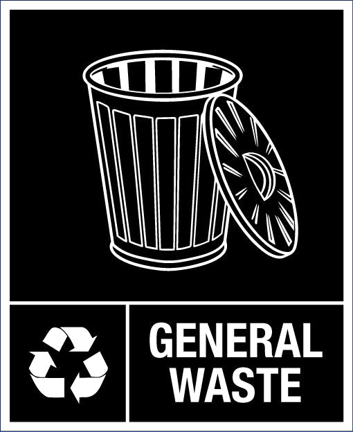 General Waste Wheelie Bin Stickers - New Signs
