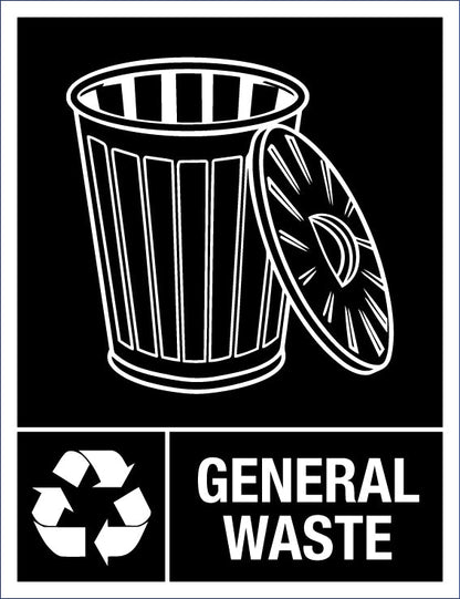 General Waste Wheelie Bin Stickers - New Signs