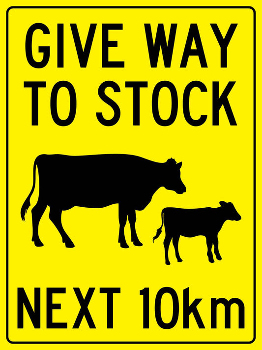 Give Way To Stock Next 10km Bright Yellow Sign - New Signs