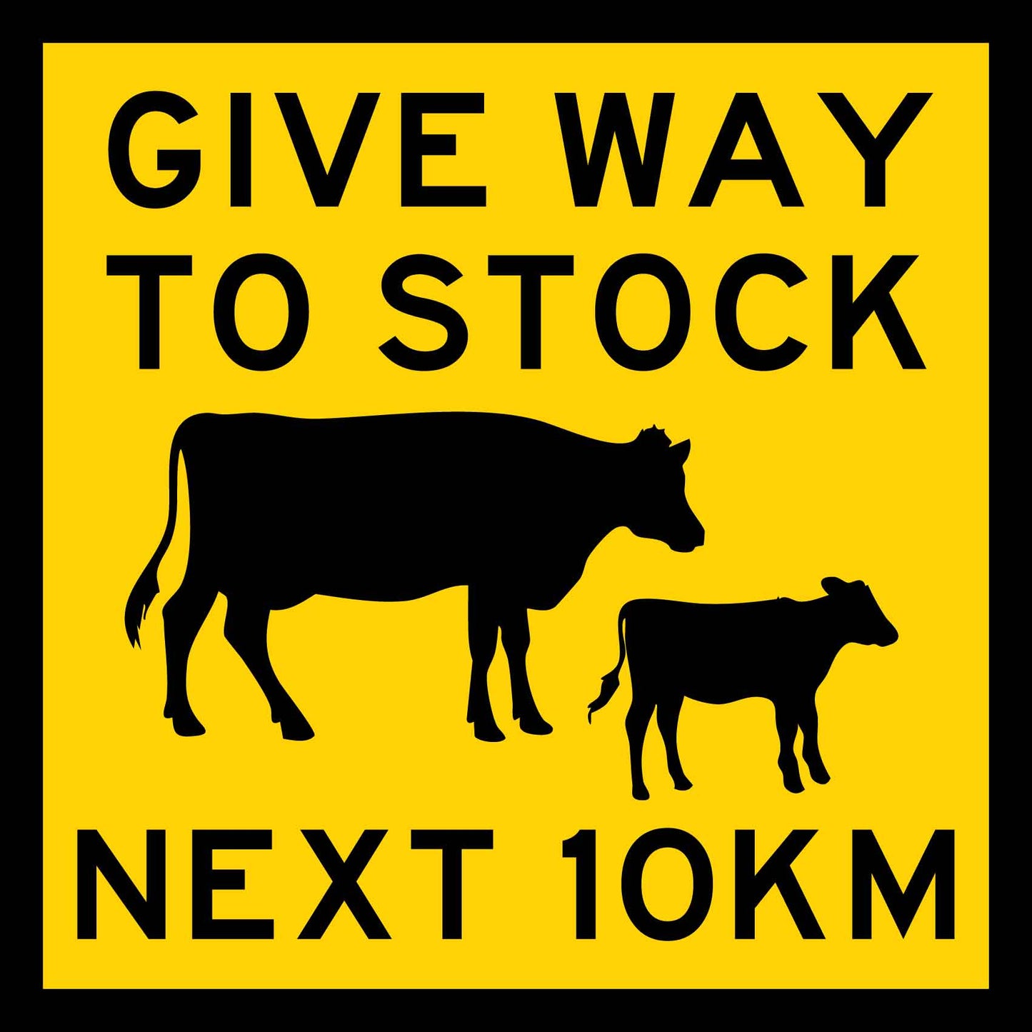 Give Way To Stock Next 10km Multi Message Traffic Sign - New Signs
