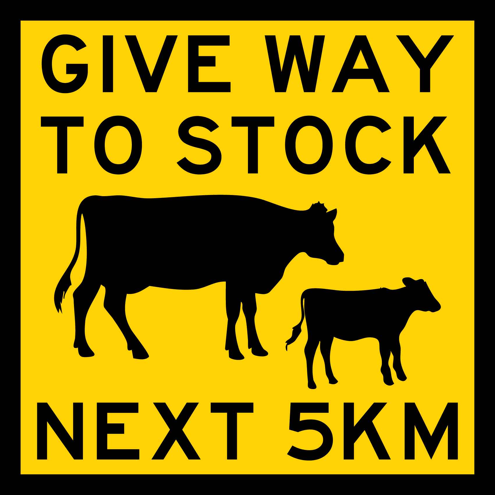 Give Way To Stock Next 5km Multi Message Traffic Sign - New Signs