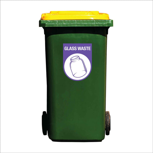 Glass Waste Arch Wheelie Bin Stickers - New Signs