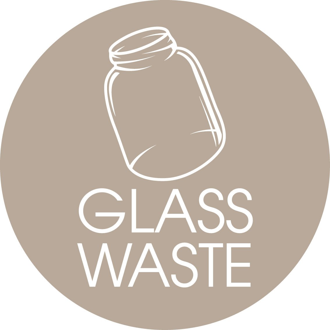 Glass Waste Fawn Background Circle Bin Sticker - New Signs