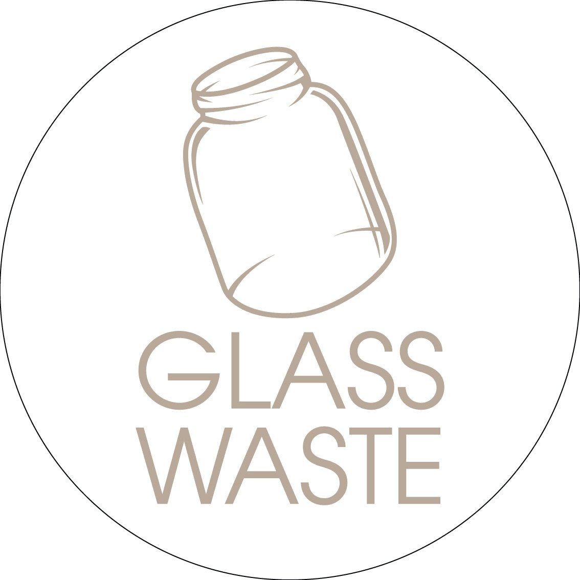 Glass Waste Fawn Circle Bin Sticker - New Signs
