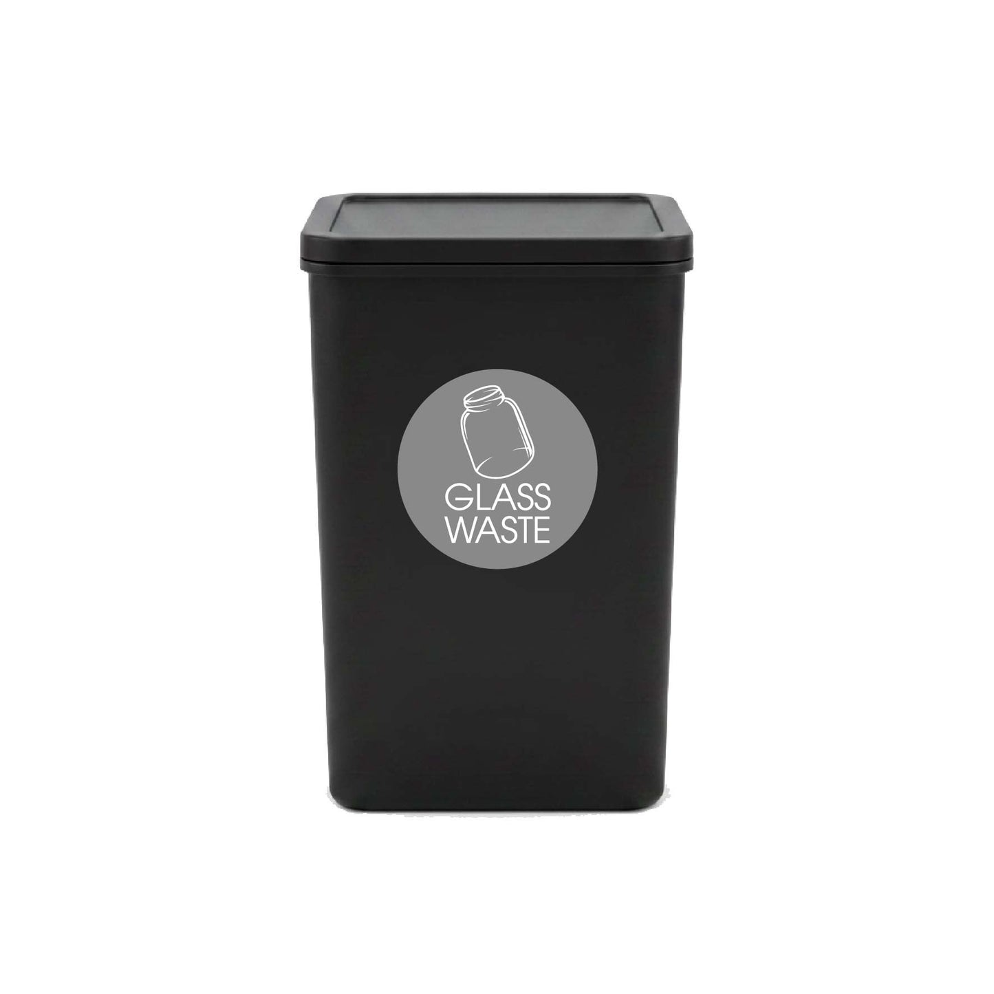Glass Waste Grey Background Circle Bin Sticker - New Signs