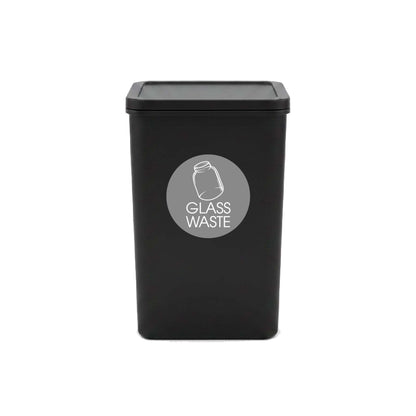 Glass Waste Grey Background Circle Bin Sticker - New Signs
