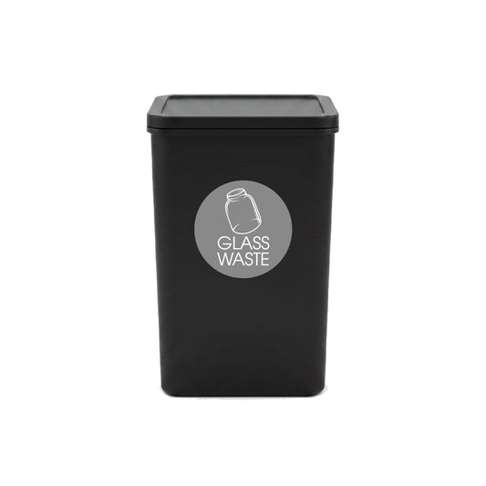 Glass Waste Grey Background Circle Bin Sticker - New Signs