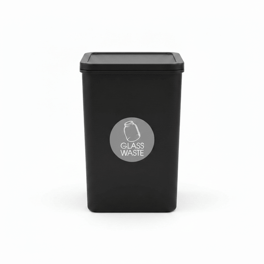 Glass Waste Grey Background Circle Bin Sticker - New Signs
