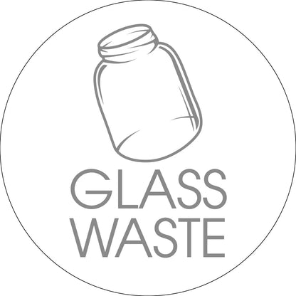 Glass Waste Grey Circle Bin Sticker - New Signs