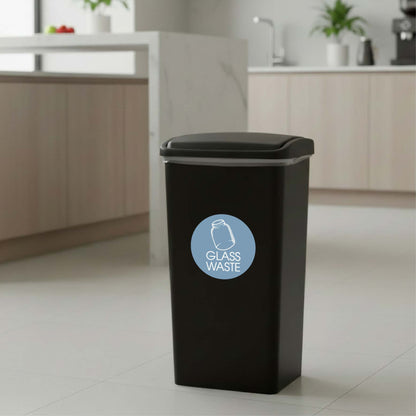 Glass Waste Ocean Background Circle Bin Sticker - New Signs