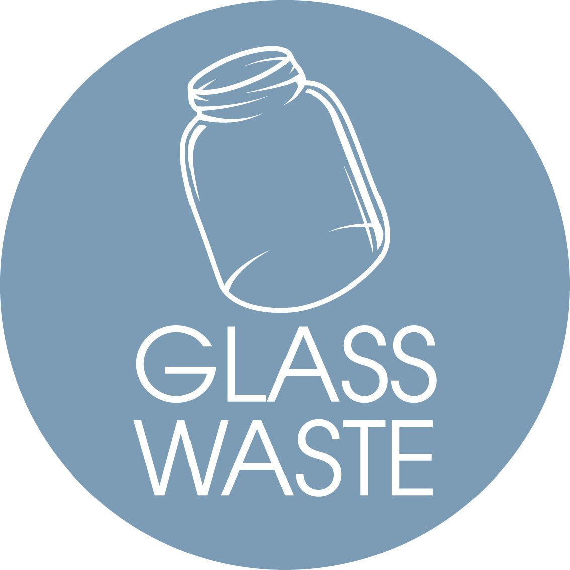 Glass Waste Ocean Background Circle Bin Sticker - New Signs