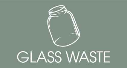 Glass Waste Sage Background Bin Sticker - New Signs