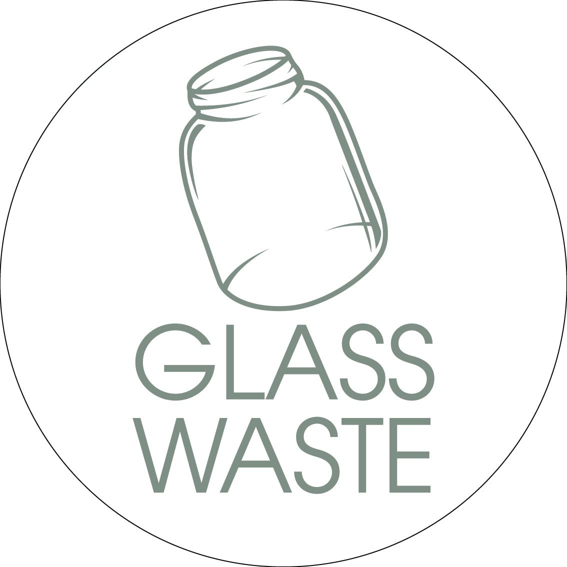 Glass Waste Sage Circle Bin Sticker - New Signs