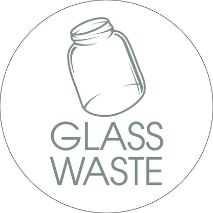 Glass Waste Sage Circle Bin Sticker - New Signs