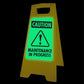 Glow In The Dark - Yellow A - Frame - Caution Maintenance In Progress - New Signs